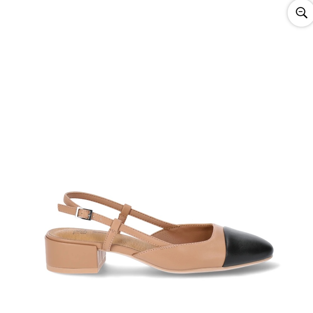 Time and Tru Women's Faux Leather Block Heel Slingbacks